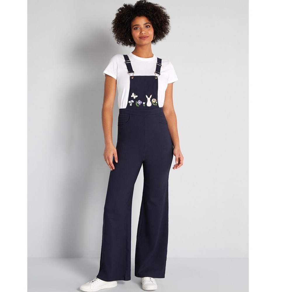 Modcloth X Collectif Kayden Enchanted Embroidery Dungarees New - Picture 1 of 16